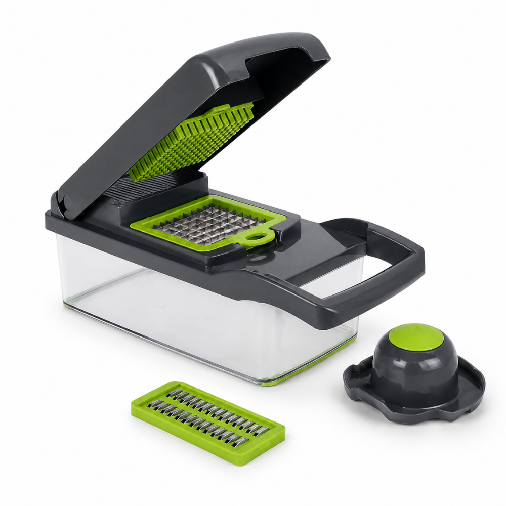 7-in-1 Vegetable Chopper – Manual Food Slicer & Dicer with Container
