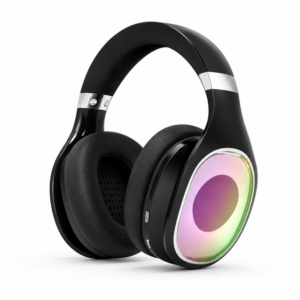 Wireless Bluetooth Headphones with RGB LED Lights & Soft Ear Cushions